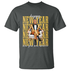 Funny Trump Happy New Year New America 2025 T Shirt TS11 Dark Heather Print Your Wear