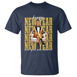 Funny Trump Happy New Year New America 2025 T Shirt TS11 Navy Print Your Wear