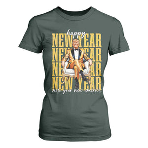 Funny Trump Happy New Year New America 2025 T Shirt For Women TS11 Dark Forest Green Print Your Wear