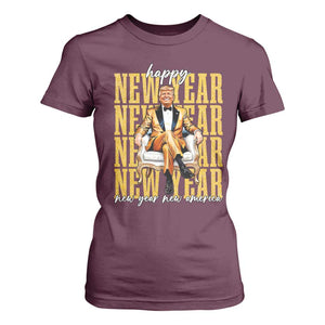 Funny Trump Happy New Year New America 2025 T Shirt For Women TS11 Maroon Print Your Wear