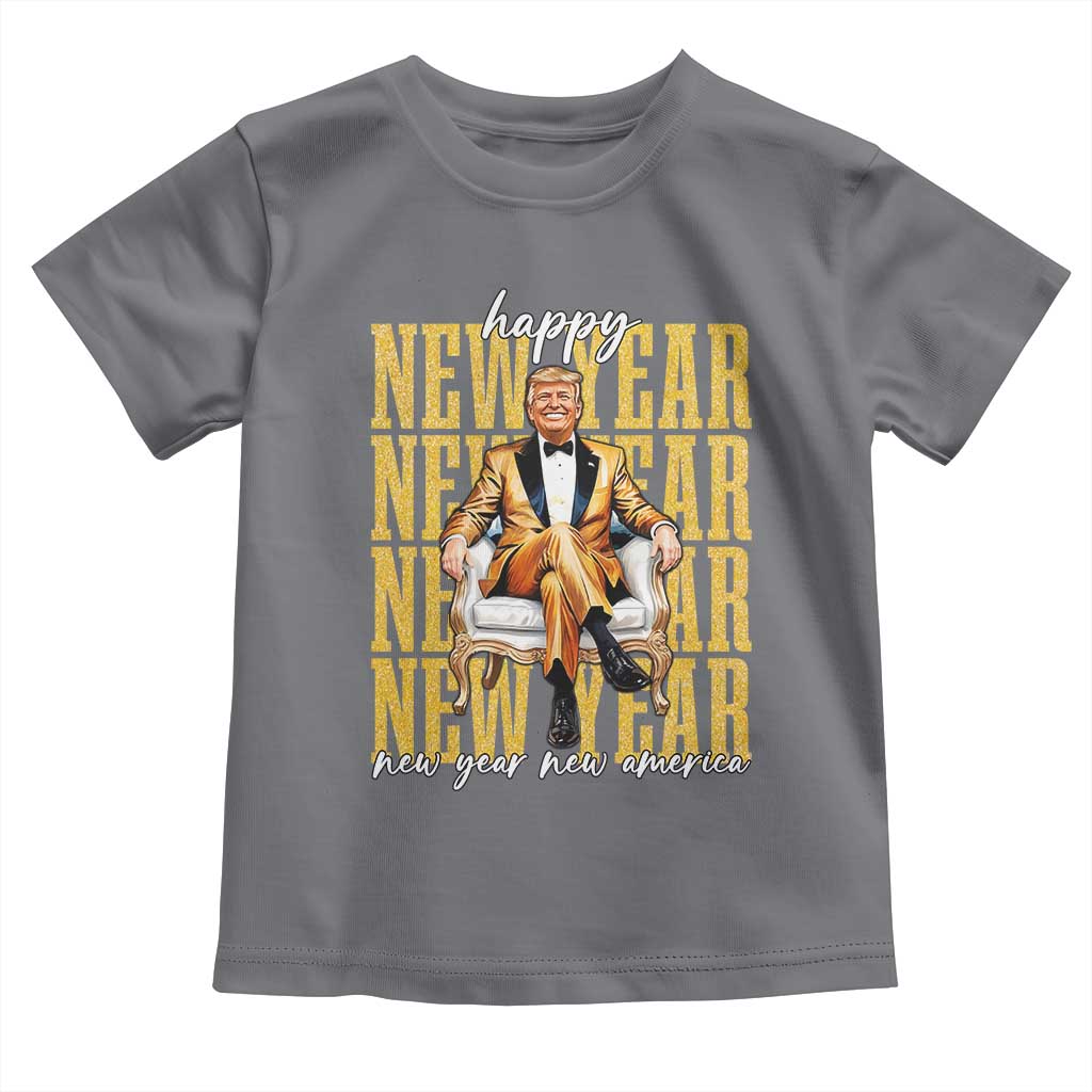 Funny Trump Happy New Year New America 2025 Toddler T Shirt TS11 Charcoal Print Your Wear