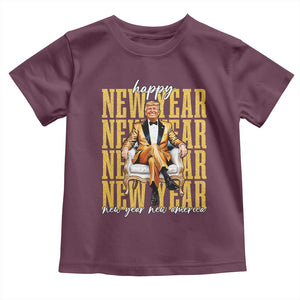 Funny Trump Happy New Year New America 2025 Toddler T Shirt TS11 Maroon Print Your Wear