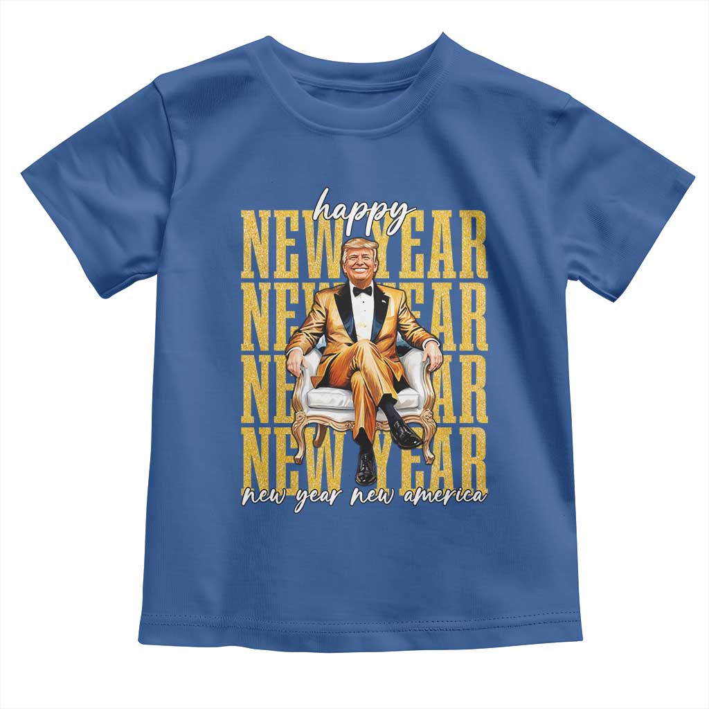 Funny Trump Happy New Year New America 2025 Toddler T Shirt TS11 Royal Blue Print Your Wear