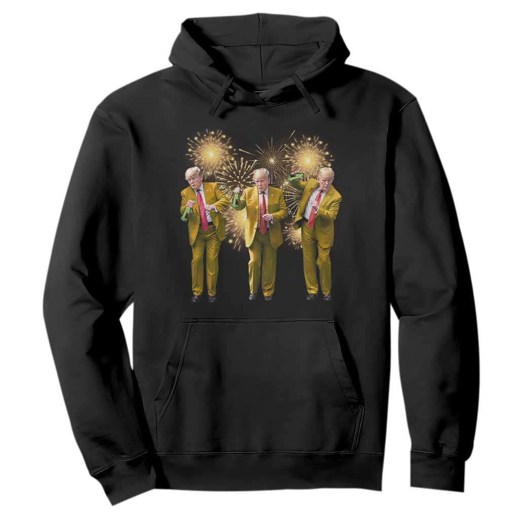 Funny Trump Dance Happy New Year 2025 Hoodie Fireworks TS11 Black Print Your Wear
