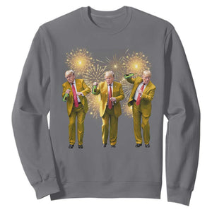 Funny Trump Dance Happy New Year 2025 Sweatshirt Fireworks TS11 Charcoal Print Your Wear