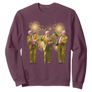 Funny Trump Dance Happy New Year 2025 Sweatshirt Fireworks TS11 Maroon Print Your Wear