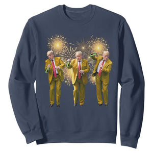 Funny Trump Dance Happy New Year 2025 Sweatshirt Fireworks TS11 Navy Print Your Wear