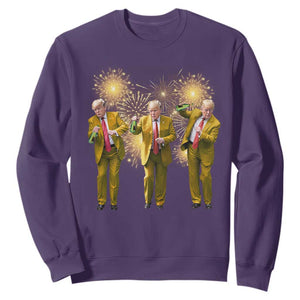 Funny Trump Dance Happy New Year 2025 Sweatshirt Fireworks TS11 Purple Print Your Wear