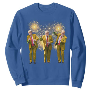 Funny Trump Dance Happy New Year 2025 Sweatshirt Fireworks TS11 Royal Blue Print Your Wear