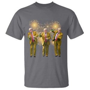 Funny Trump Dance Happy New Year 2025 T Shirt Fireworks TS11 Charcoal Print Your Wear