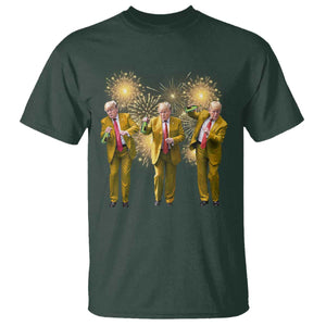 Funny Trump Dance Happy New Year 2025 T Shirt Fireworks TS11 Dark Forest Green Print Your Wear