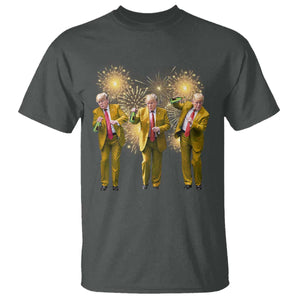 Funny Trump Dance Happy New Year 2025 T Shirt Fireworks TS11 Dark Heather Print Your Wear