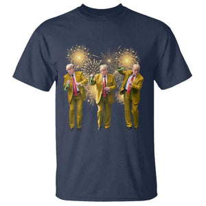Funny Trump Dance Happy New Year 2025 T Shirt Fireworks TS11 Navy Print Your Wear