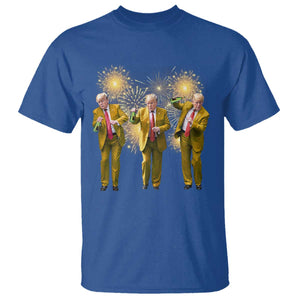 Funny Trump Dance Happy New Year 2025 T Shirt Fireworks TS11 Royal Blue Print Your Wear
