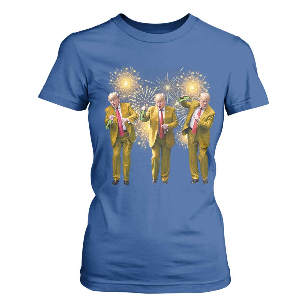 Funny Trump Dance Happy New Year 2025 T Shirt For Women Fireworks TS11 Royal Blue Print Your Wear