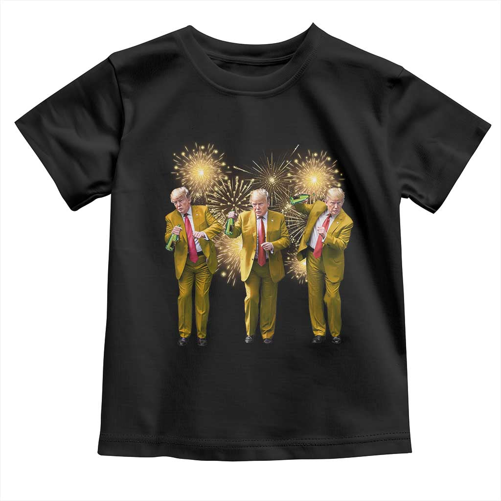 Funny Trump Dance Happy New Year 2025 Toddler T Shirt Fireworks TS11 Black Print Your Wear