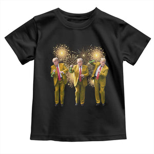 Funny Trump Dance Happy New Year 2025 Toddler T Shirt Fireworks TS11 Black Print Your Wear