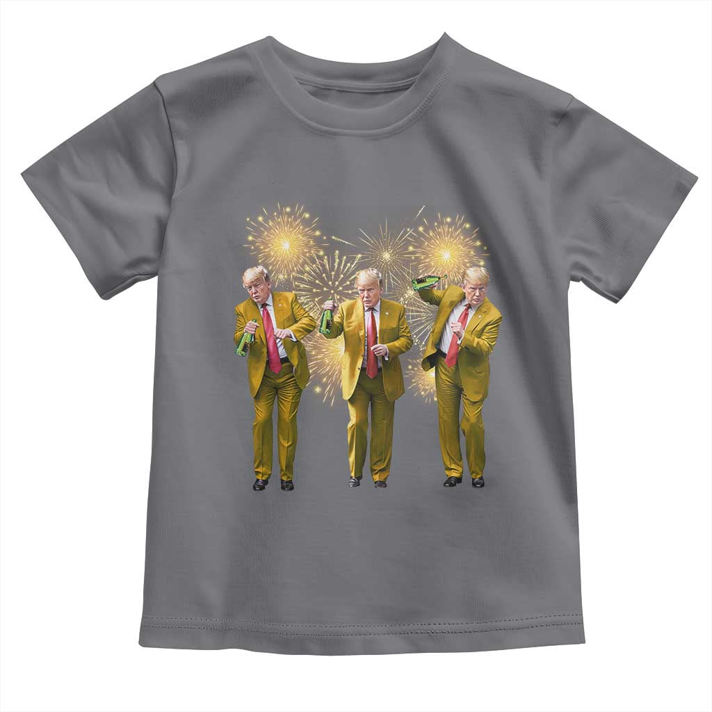 Funny Trump Dance Happy New Year 2025 Toddler T Shirt Fireworks TS11 Charcoal Print Your Wear
