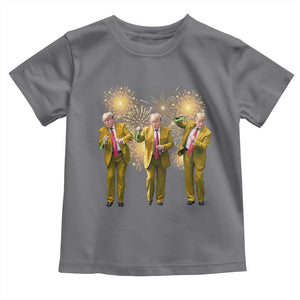 Funny Trump Dance Happy New Year 2025 Toddler T Shirt Fireworks TS11 Charcoal Print Your Wear