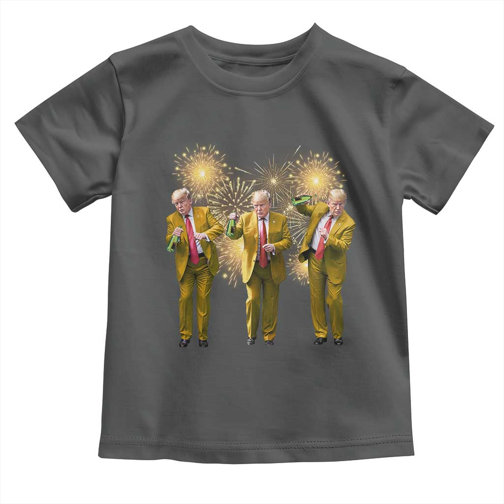 Funny Trump Dance Happy New Year 2025 Toddler T Shirt Fireworks TS11 Dark Heather Print Your Wear