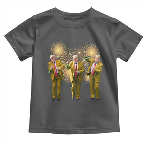 Funny Trump Dance Happy New Year 2025 Toddler T Shirt Fireworks TS11 Dark Heather Print Your Wear