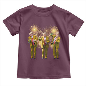 Funny Trump Dance Happy New Year 2025 Toddler T Shirt Fireworks TS11 Maroon Print Your Wear