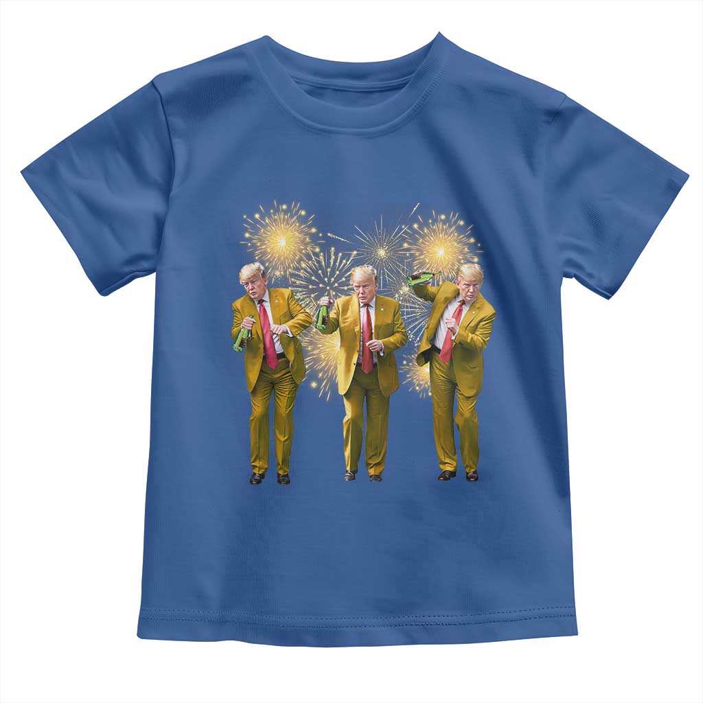 Funny Trump Dance Happy New Year 2025 Toddler T Shirt Fireworks TS11 Royal Blue Print Your Wear