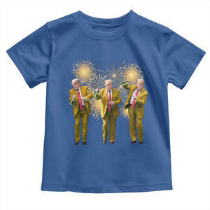 Funny Trump Dance Happy New Year 2025 Toddler T Shirt Fireworks TS11 Royal Blue Print Your Wear
