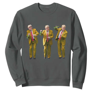Funny Trump Dance Happy New Year 2025 Sweatshirt TS11 Dark Heather Print Your Wear