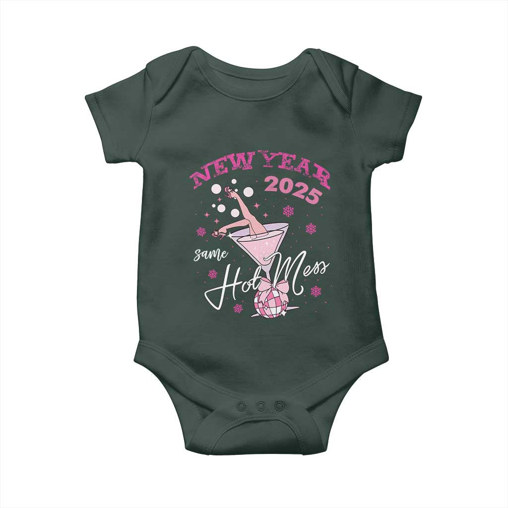 Funny New Year 2025 Same Hot Mess Baby Onesie New Year's Eve Party Coquette Champagne Glass TS11 Print Your Wear