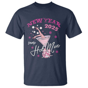 Funny New Year 2025 Same Hot Mess T Shirt New Year's Eve Party Coquette Champagne Glass TS11 Navy Print Your Wear