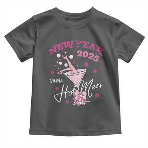 Funny New Year 2025 Same Hot Mess Toddler T Shirt New Year's Eve Party Coquette Champagne Glass TS11 Dark Heather Print Your Wear