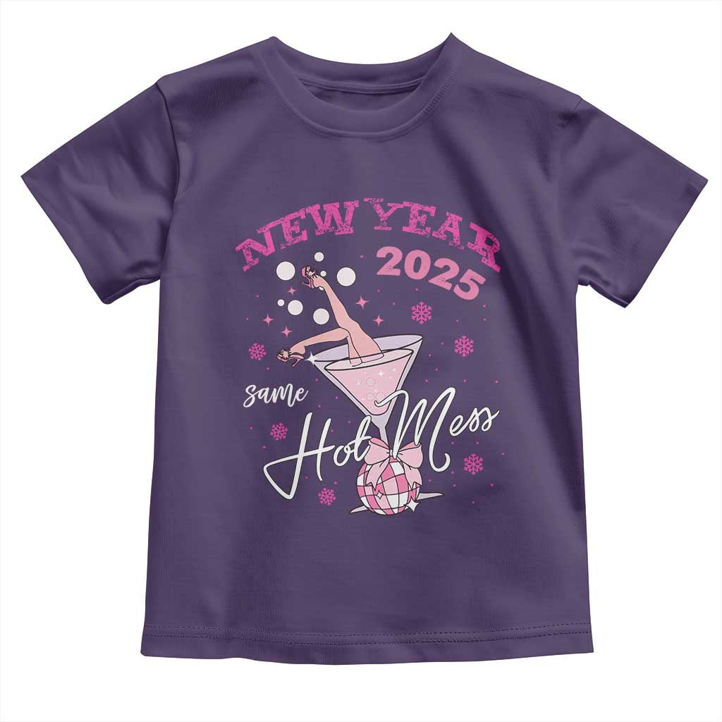 Funny New Year 2025 Same Hot Mess Toddler T Shirt New Year's Eve Party Coquette Champagne Glass TS11 Purple Print Your Wear