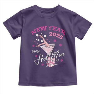 Funny New Year 2025 Same Hot Mess Toddler T Shirt New Year's Eve Party Coquette Champagne Glass TS11 Purple Print Your Wear