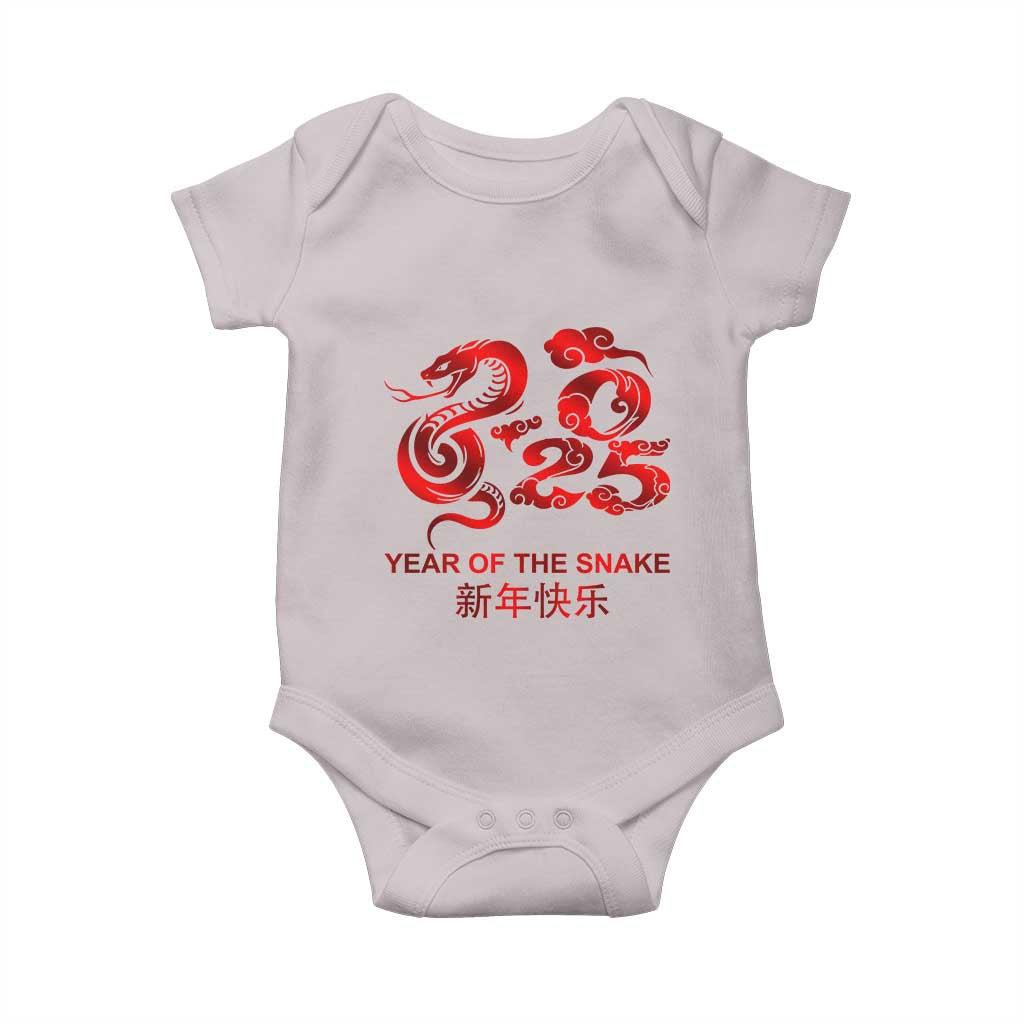 Year Of The Snake Lunar Chinese New Year 2025 Baby Onesie TS11 Ice Gray Print Your Wear