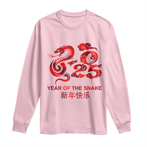 Year Of The Snake Lunar Chinese New Year 2025 Long Sleeve Shirt TS11 Light Pink Print Your Wear