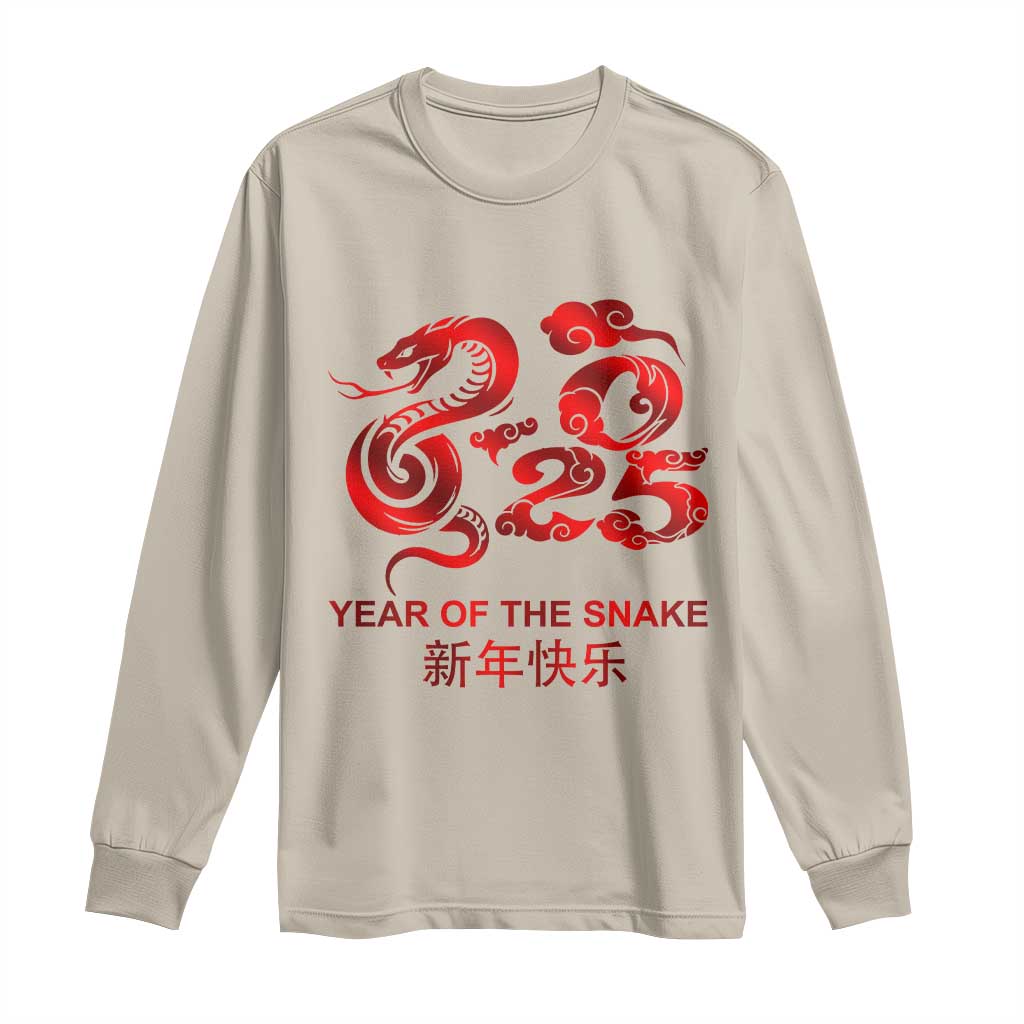 Year Of The Snake Lunar Chinese New Year 2025 Long Sleeve Shirt TS11 Sand Print Your Wear