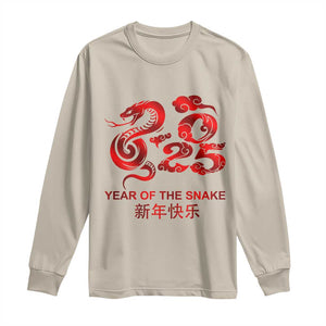 Year Of The Snake Lunar Chinese New Year 2025 Long Sleeve Shirt TS11 Sand Print Your Wear