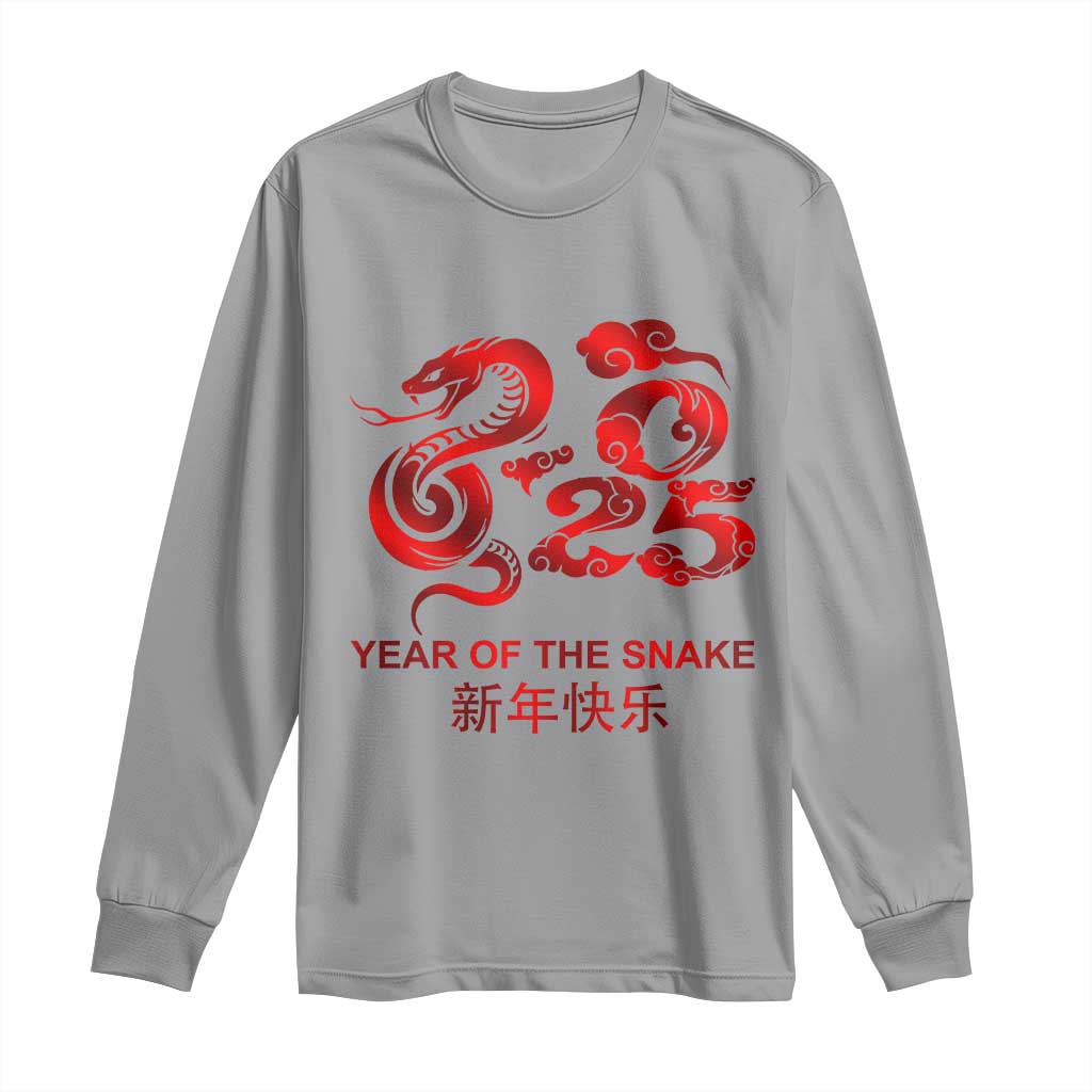 Year Of The Snake Lunar Chinese New Year 2025 Long Sleeve Shirt TS11 Sport Gray Print Your Wear