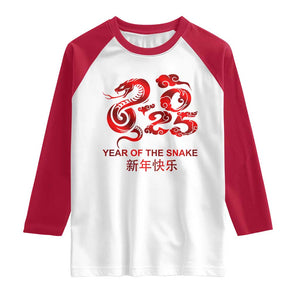 Year Of The Snake Lunar Chinese New Year 2025 Raglan Shirt TS11 White Red Print Your Wear