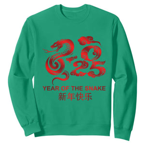 Year Of The Snake Lunar Chinese New Year 2025 Sweatshirt TS11 Irish Green Print Your Wear