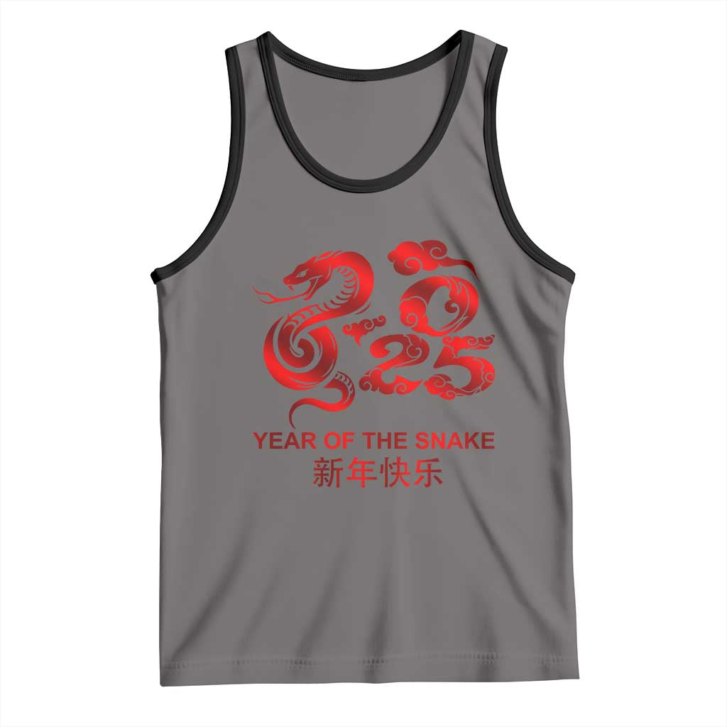Year Of The Snake Lunar Chinese New Year 2025 Tank Top TS11 Deep Heather Black Print Your Wear