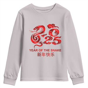 Year Of The Snake Lunar Chinese New Year 2025 Youth Sweatshirt TS11 Ice Gray Print Your Wear