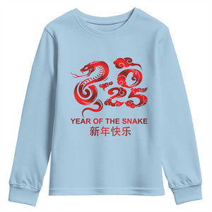 Year Of The Snake Lunar Chinese New Year 2025 Youth Sweatshirt TS11 Light Blue Print Your Wear