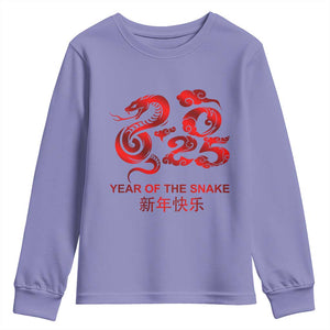 Year Of The Snake Lunar Chinese New Year 2025 Youth Sweatshirt TS11 Violet Print Your Wear