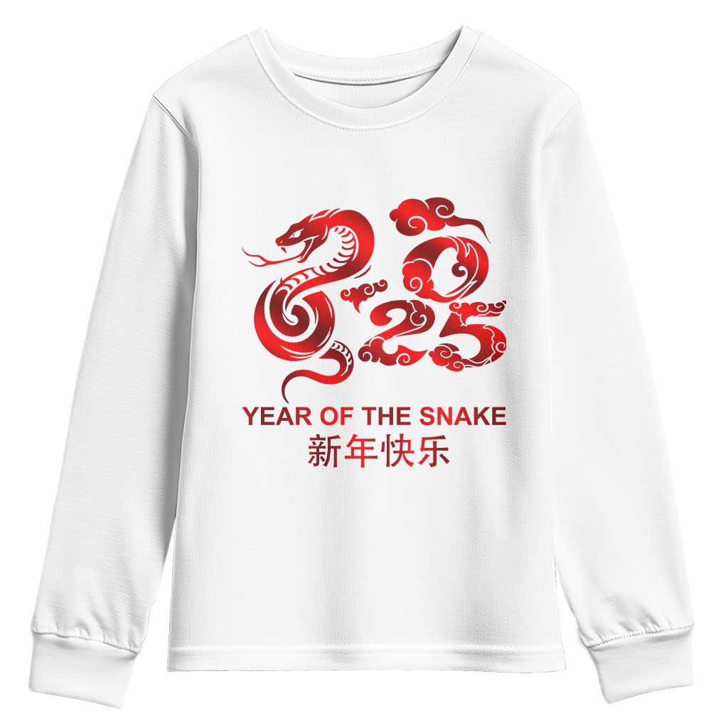 Year Of The Snake Lunar Chinese New Year 2025 Youth Sweatshirt TS11 White Print Your Wear