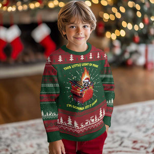 Funny Lil Fire Dumpster Racoon Ugly Christmas Sweater This Little Light Of Mine I'm Gonna Let It Shine TS11 Christmas Print Your Wear