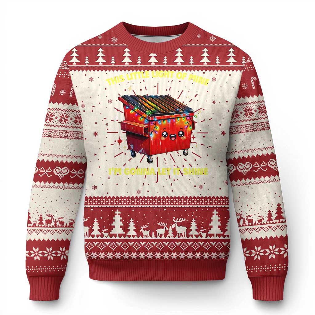 Funny Lil Fire Dumpster Ugly Christmas Sweater This Little Light Of Mine I'm Gonna Let It Shine TS11 Red Print Your Wear