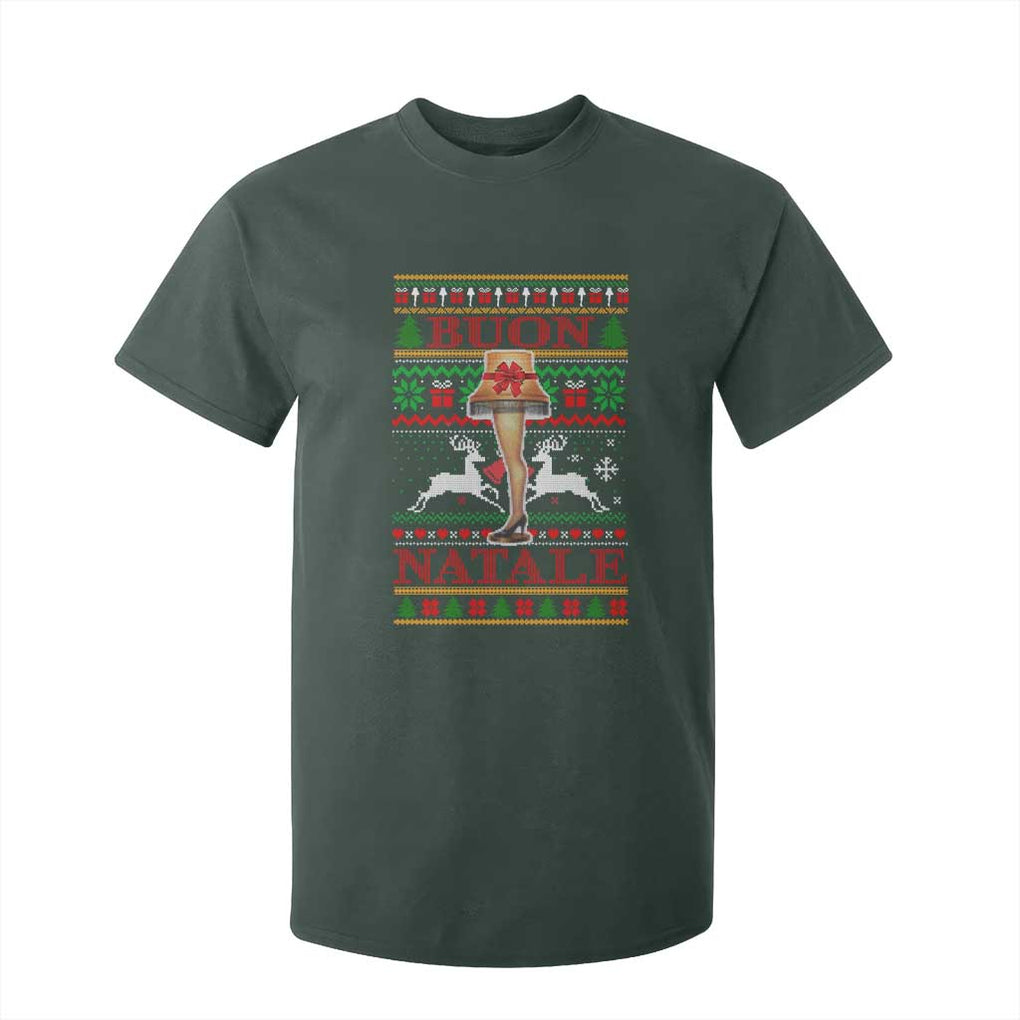 Funny Christmas Movie T Shirt For Kid Buon Natale Lamp Italian Christmas TS11 Dark Forest Green Print Your Wear