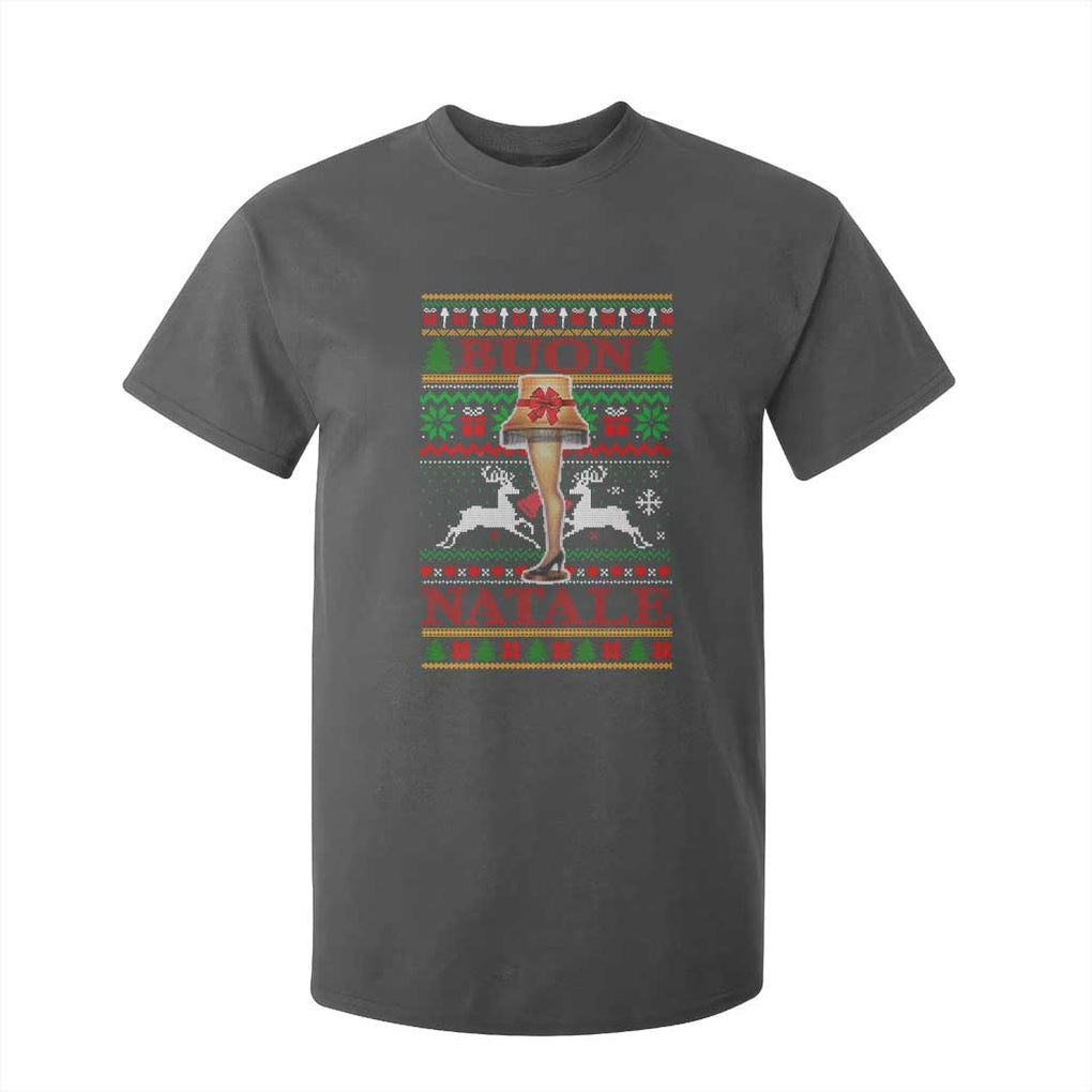 Funny Christmas Movie T Shirt For Kid Buon Natale Lamp Italian Christmas TS11 Dark Heather Print Your Wear